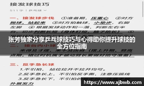 张芳独家分享乒乓球技巧与心得助你提升球技的全方位指南